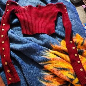 A Marron studded crop top sweater